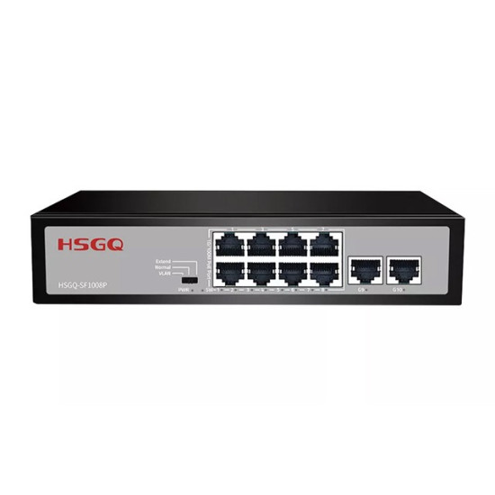 HSGQ 10-Port Gigabit Uplink 10/100M 8-Port PoE Switch