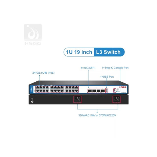 HSGQ 24*Port PoE Switch Managed for IP Camera