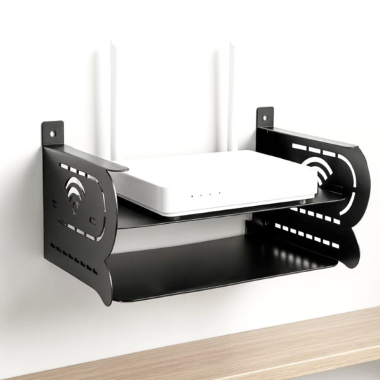 Double Layer Metal WiFi Router Stand – Wall Mounted Router Shelf